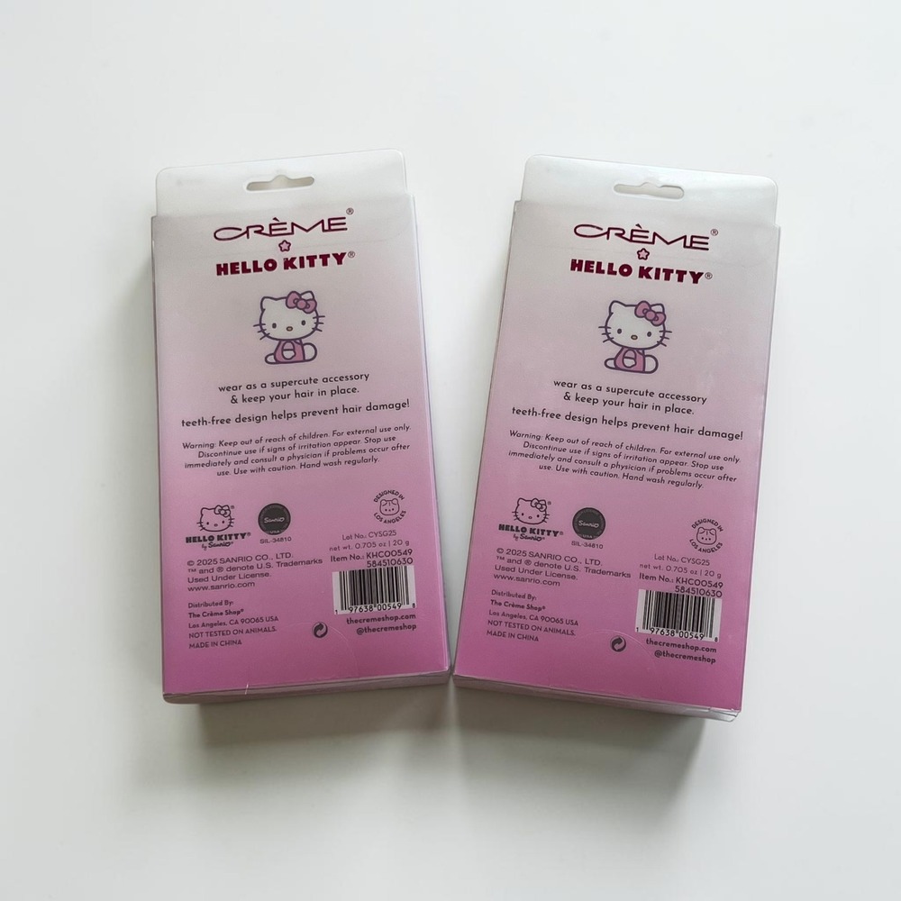The Crème Shop Hello Kitty 4 Pc Hair Clips Pink New Crease-Free 2pk Sanrio - Picture 3 of 5